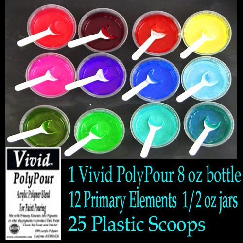 ."The Basics" Primary Elements - PolyPour - 12 Color Set (1) 8oz Bottle - 25 Scoops